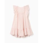 Robe en cr�pe � volants et lurex rose clair