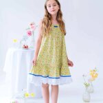 Robe demoiselle d'honneur bohme fleurie esmeralda jaune fleuri