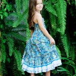 Robe demoiselle d'honneur boh�me liberty esmeralda bleu fleurie