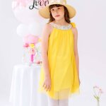 Robe demoiselle d'honneur col liberty aliz�e jaune fleuri rose bleu