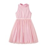 Robe demoiselle d'honneur poudr� avec noeud dos hepburn rose paillettes argent�es