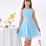 Robe demoiselle d'honneur en voile hepburn bleu ciel