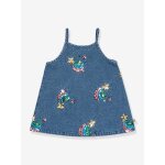 Robe denim fille � bretelles bleu jean