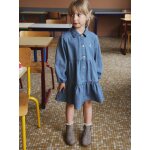 Robe en denim léger fille bleu moyen Robe en denim léger fille bleu moyen