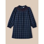 Robe en double gaze de coton fille carreaux marine
