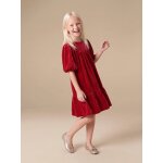 Robe enfant fille velours rouge