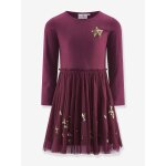 Robe avec �toiles � sequins fille happy girls bordeaux