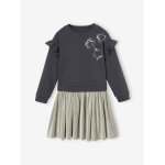 Robe de fte bi - matire fille toiles en sequins fille anthracite