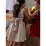 Robe de fte brillante fille or