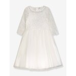 Robe de f�te disabel en dentelle avec jupe en tulle paillet� fille danamade �cru