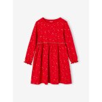 Robe de fte fille motifs toiles iriss rouge