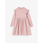 Robe de fête en tricot et tulle fille rose pâle Robe de fête en tricot et tulle fille rose pâle