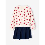 Robe fille 2 en 1 molleton et gaze de coton rouge
