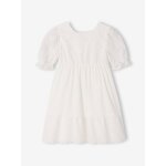 Robe fille boheme manches dentelles blanc