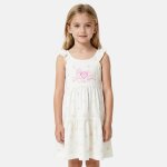Robe fille � bretelles volant�es blanc