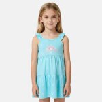 Robe fille � bretelles volant�es bleu
