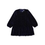 Robe fille avec d�tail brillant et jupe �vas�e bleu