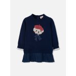 Robe fille brod�e d'ourson avec b�ret bleu