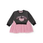 Robe fille buste en molleton � sequins et jupe en tulle gris
