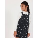 Robe fille chasuble imprim�e fleurs gris