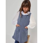 Robe fille chasuble en maille � carreaux avec poches en coeur multicolore