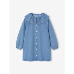 Robe fille en denim col volant� bleu moyen