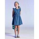 Robe fille denim manches � volants stone