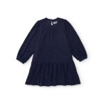 Robe pour fille avec dentelle et manches longues bleu marine