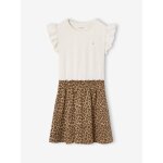 Robe fille effet 2 en 1 beige