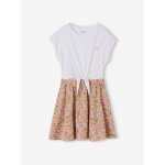 Robe fille effet 2 en 1 blanc imprim�