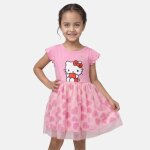 Robe fille pour enfant � motif hello kitty rose