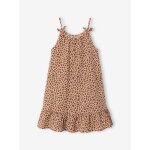 Robe fille fine bretelles jersey beige