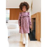 Robe fille flanelle imprime fleurs prune