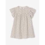 Robe fille en gaze de coton imprim�e beige