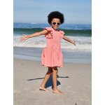 Robe fille gaze de coton manches courtes brod�es corail