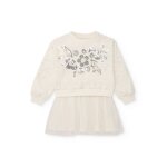 Robe pour fille avec haut en molleton brod� et jupe en tulle blanc