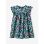 Robe fille imprim�e fille manches � volants vert �meraude