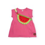 Robe fille en maille avec application de past�que rose