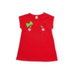 Robe fille en maille avec d�tails brod�s rouge