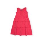 Robe fille en maille avec d�tails en dentelle rouge