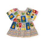 Robe fille en maille avec encolure �lastiqu�e beige