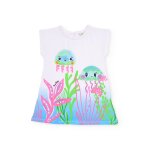 Robe fille en maille avec fermeture au dos blanc