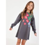 Robe fille en maille imprim� gris