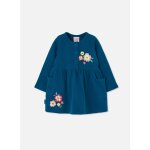 Robe fille maille imprim�e de fleurs bleu