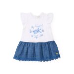 Robe pour fille en maille avec motif marin et sequins blanc
