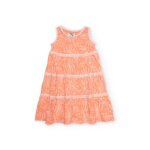 Robe fille en maille avec rayures d�coratives orange