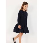 Robe fille en maille avec sequins bleu