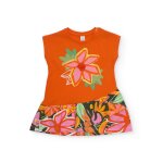 Robe fille en maille avec d�tail textur� orange