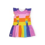 Robe pour fille en maille avec volants sur les bretelles rose