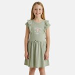 Robe fille manches courtes kaki